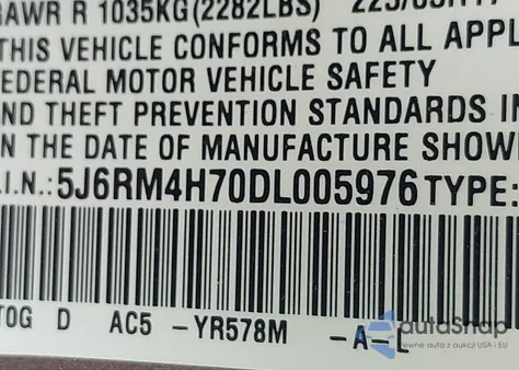 2013 Honda Cr-V Ex-L from USA, damaged, VIN 5J6RM4H70DL005976